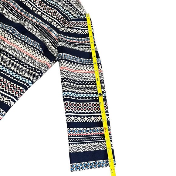 J Crew Women 0 Navy Pink Printed Stripe 3/4 Sleeve Knee Length Shift Dress - Picture 5 of 11